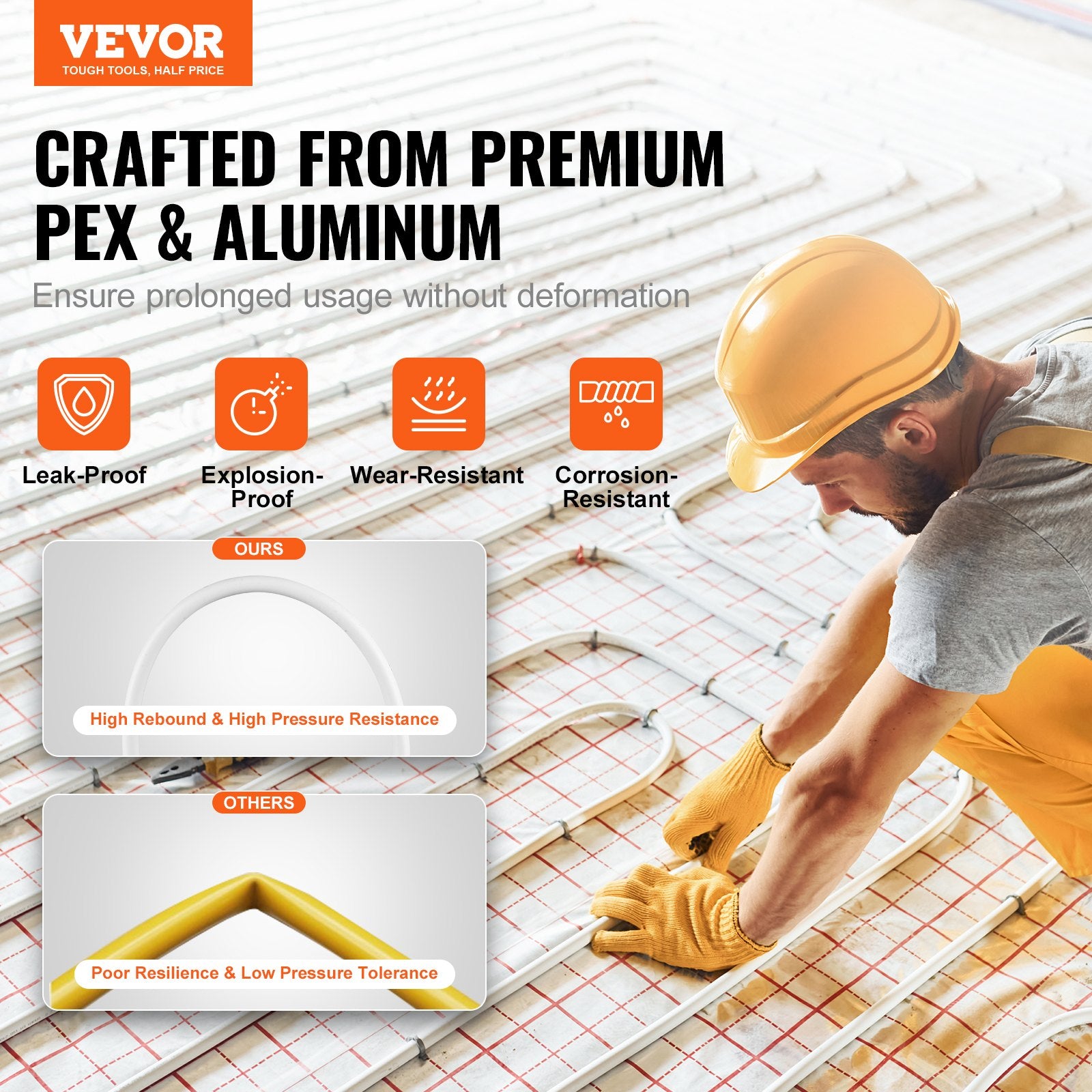 Daugiasluoksnis vamzdis PEX-AL-PEX VEVOR P49-1-200, 200 m, 16 mm