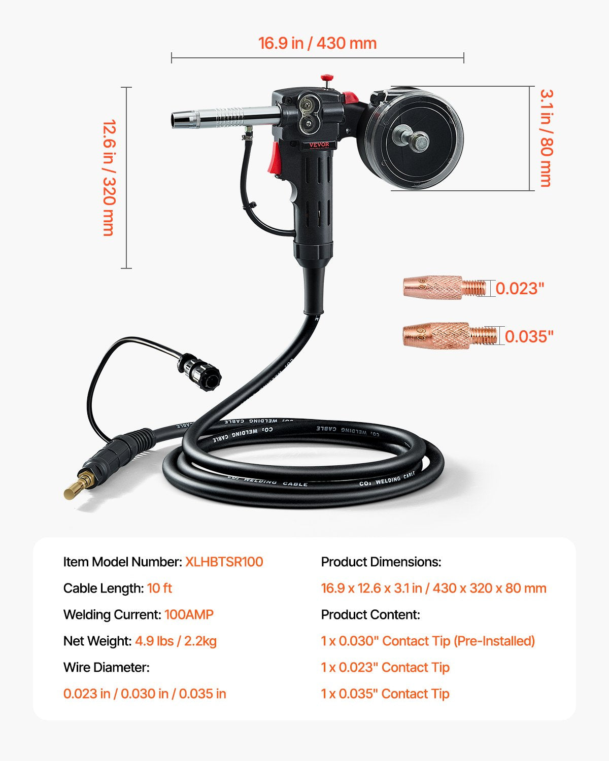 Suvirinimo pistoletas VEVOR XLHBTSR100, 100 A