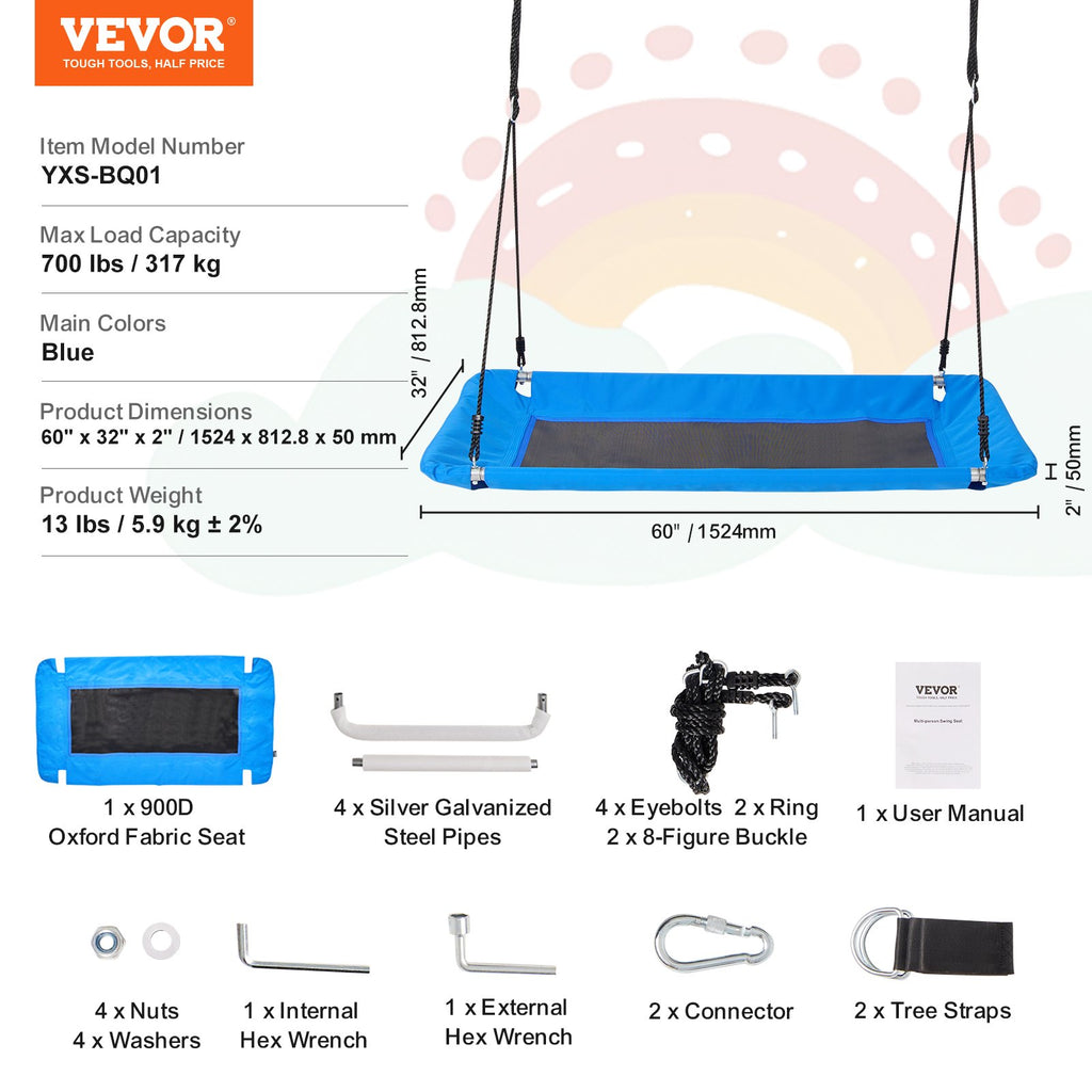 Platforminė sūpynė VEVOR YXS-BQ01, 317 kg keliamoji galia