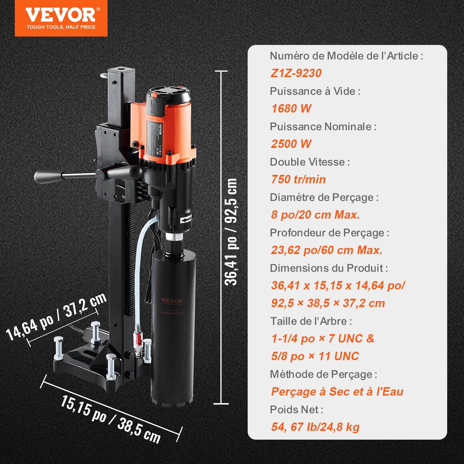Deimantinio gręžimo mašina VEVOR Z1Z-9230, 3200W