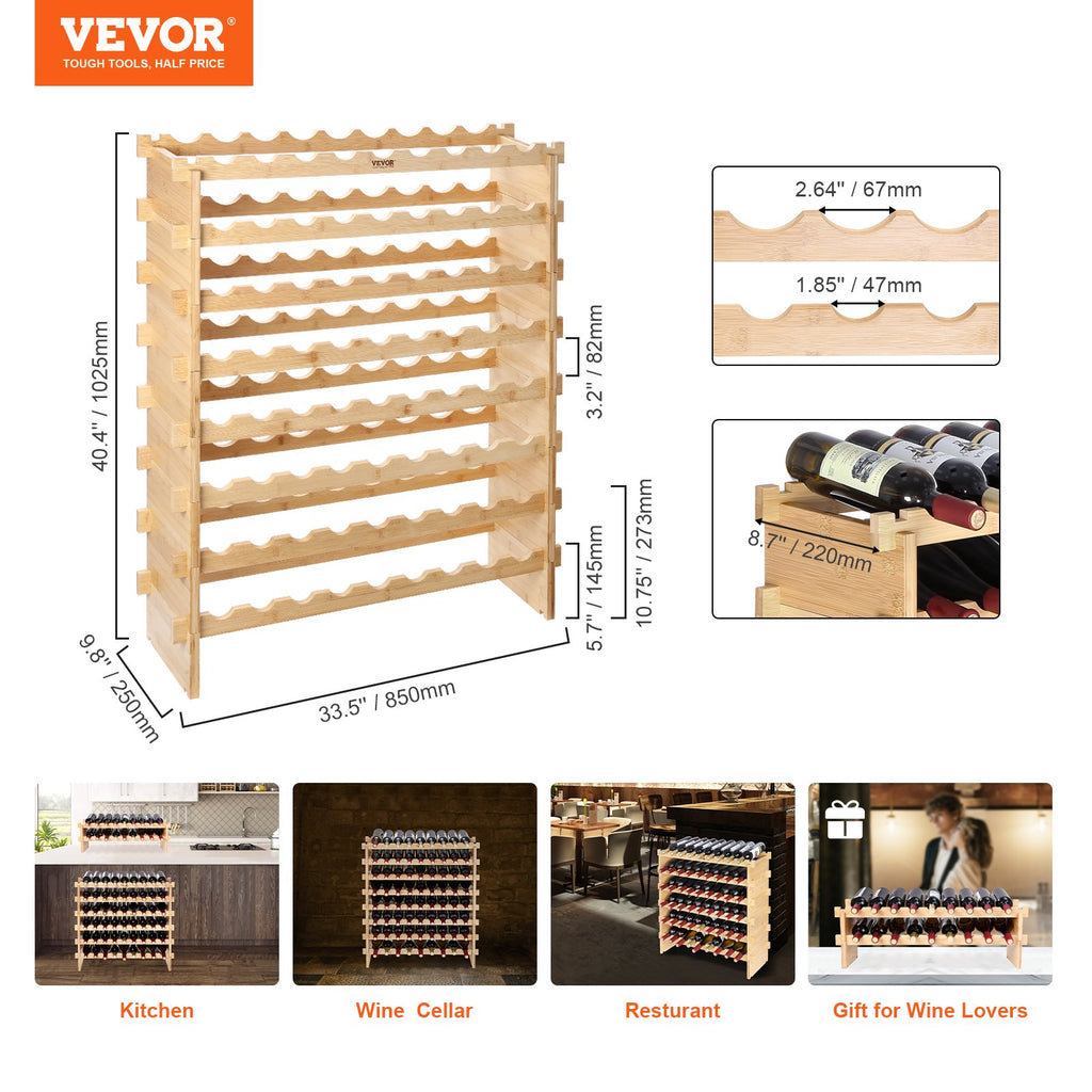 Modulinis vyno stovas VEVOR OPX-WR89NR, 72 buteliams