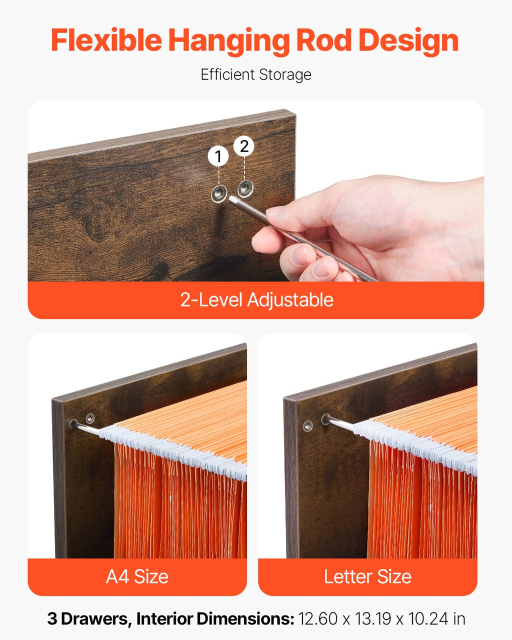 Dokumentų spinta VEVOR KLWJ-02, 3 stalčių su užraktu