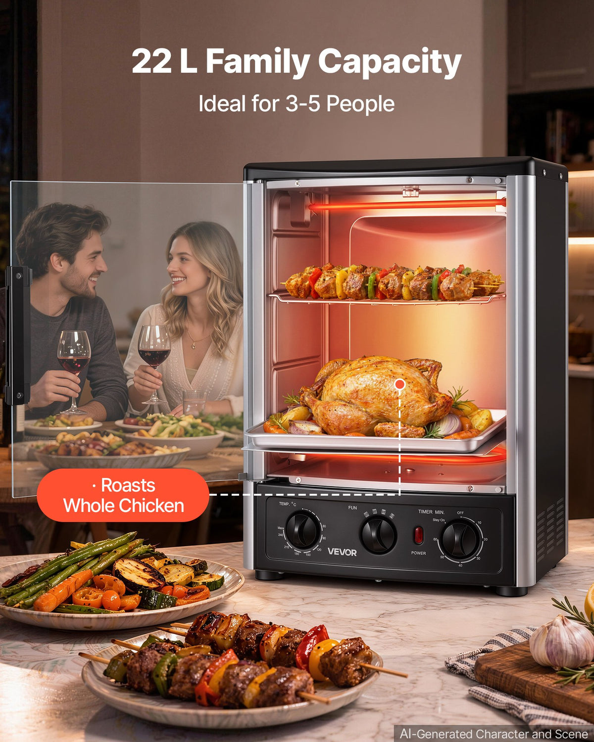 Vertikali kepsninė-orkaitė VEVOR TB2020A, 1500W
