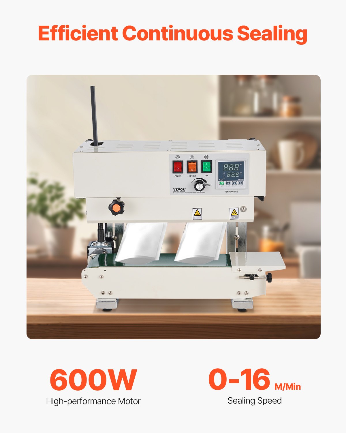 Konvejerinis maišelių sandarinimo aparatas VEVOR 900MLP, 600W