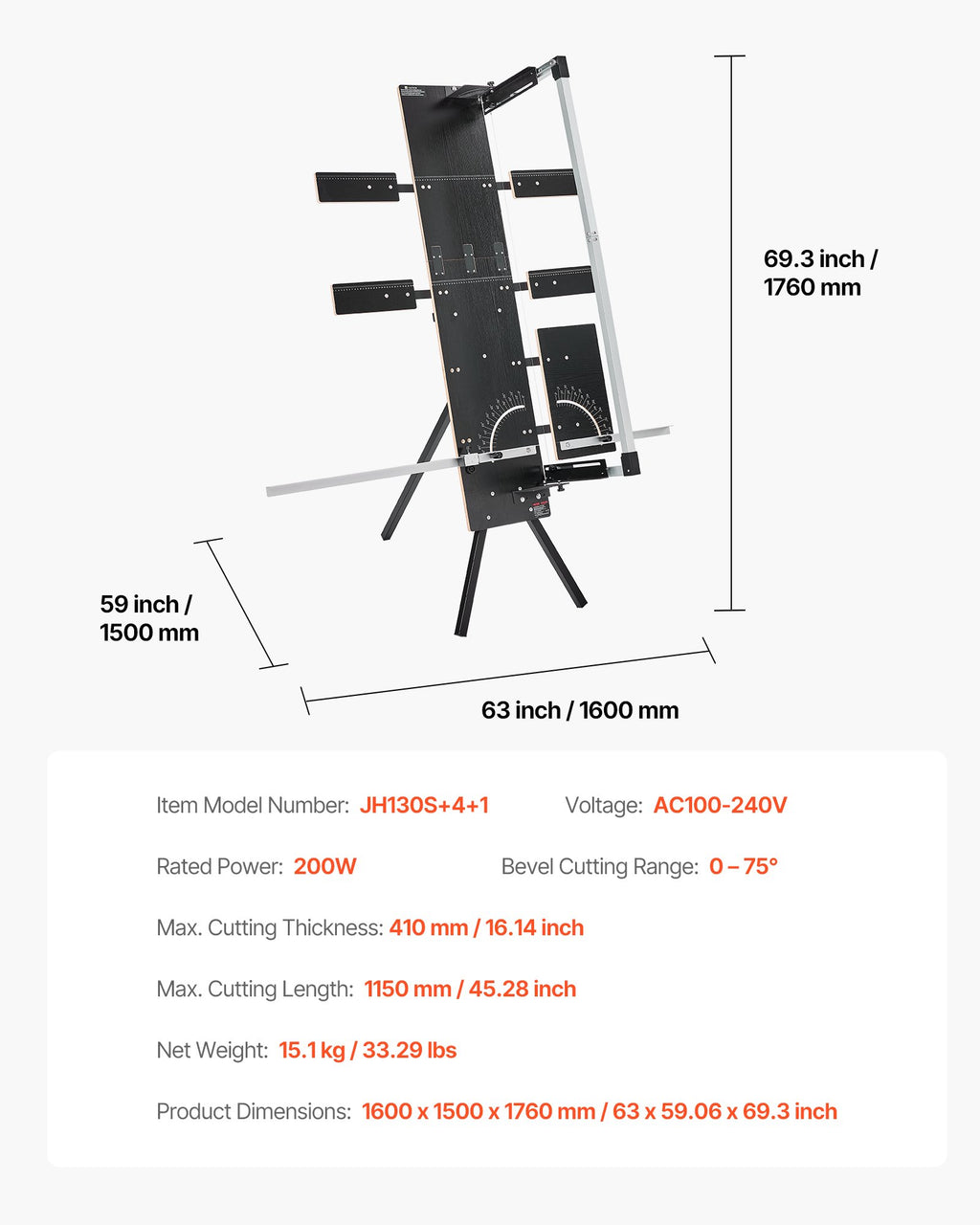 Karštos vielos putplasčio pjoviklis VEVOR JH130S+4+1, 200W