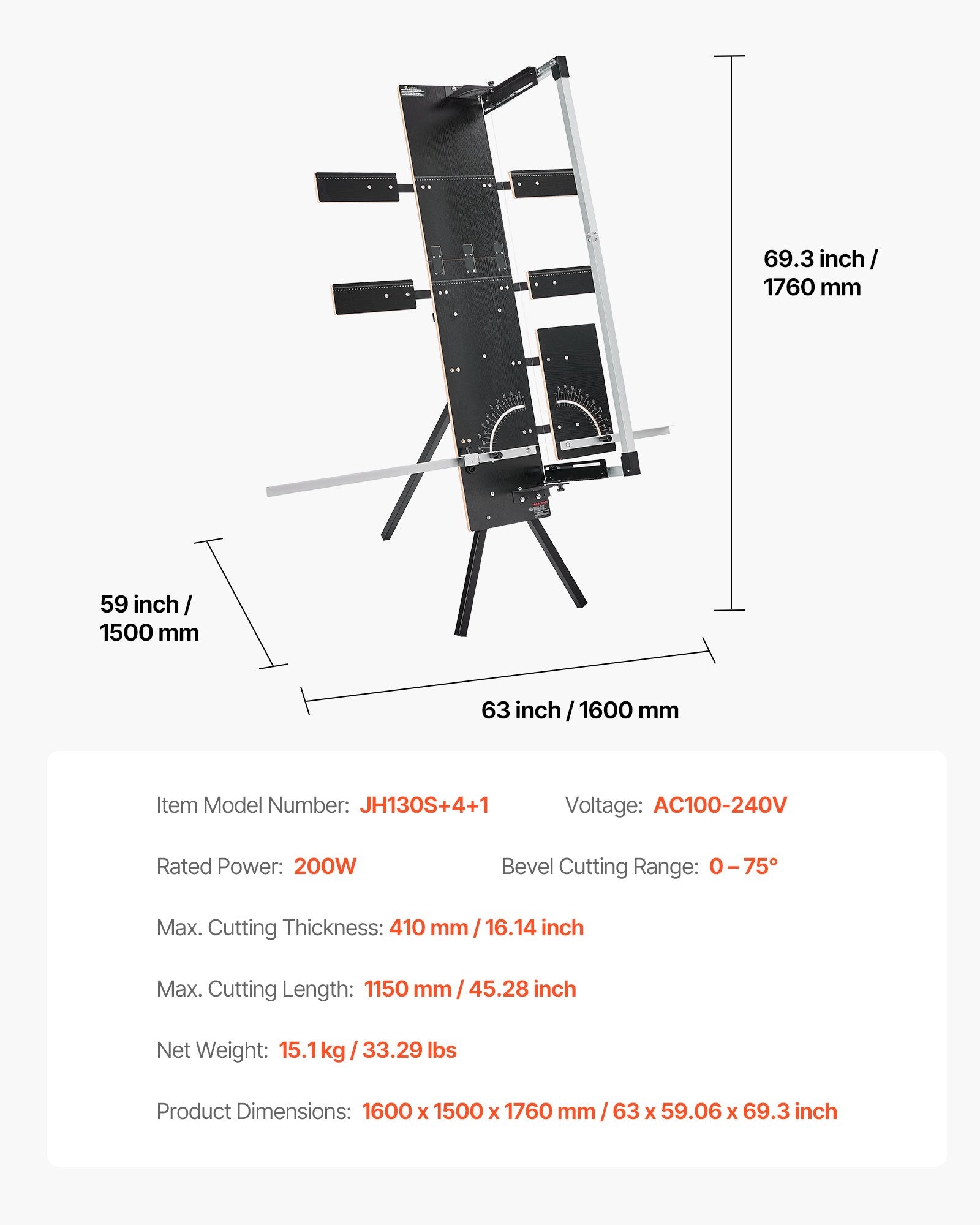 Karštos vielos putplasčio pjoviklis VEVOR JH130S+4+1, 200W