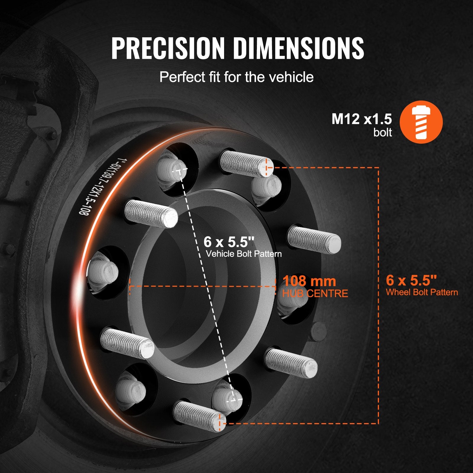 Ratų praplatinimai VEVOR 6550-6550-A-108-07, 25,4 mm