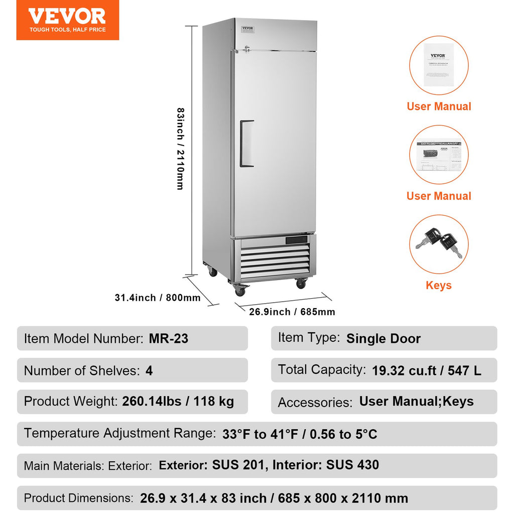 Komercinis šaldytuvas VEVOR GNR730L1, 570 l