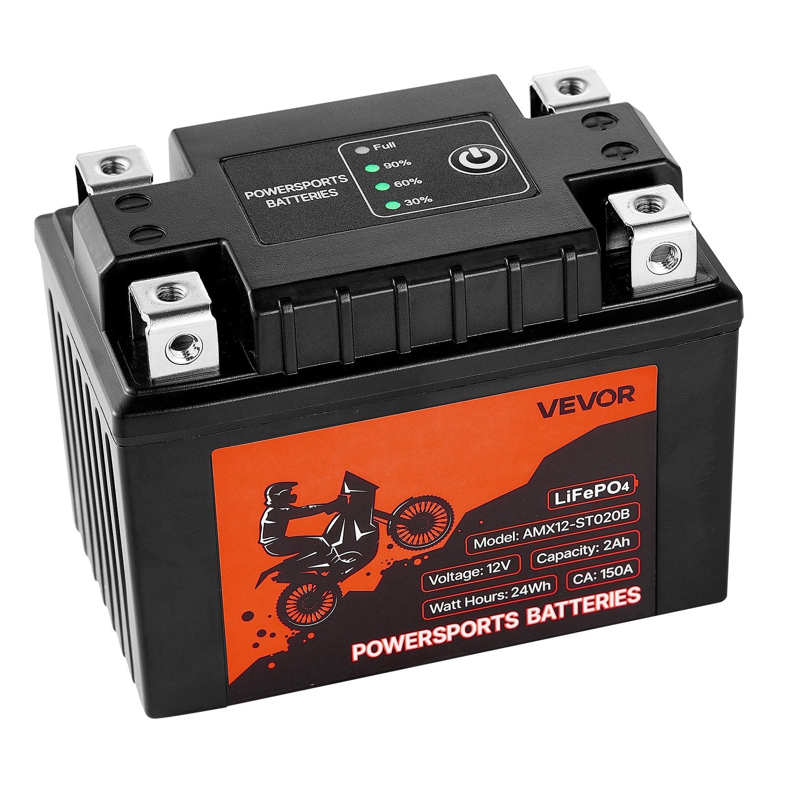 Motociklo akumuliatorius VEVOR AMX12-ST020B, 12V 2Ah