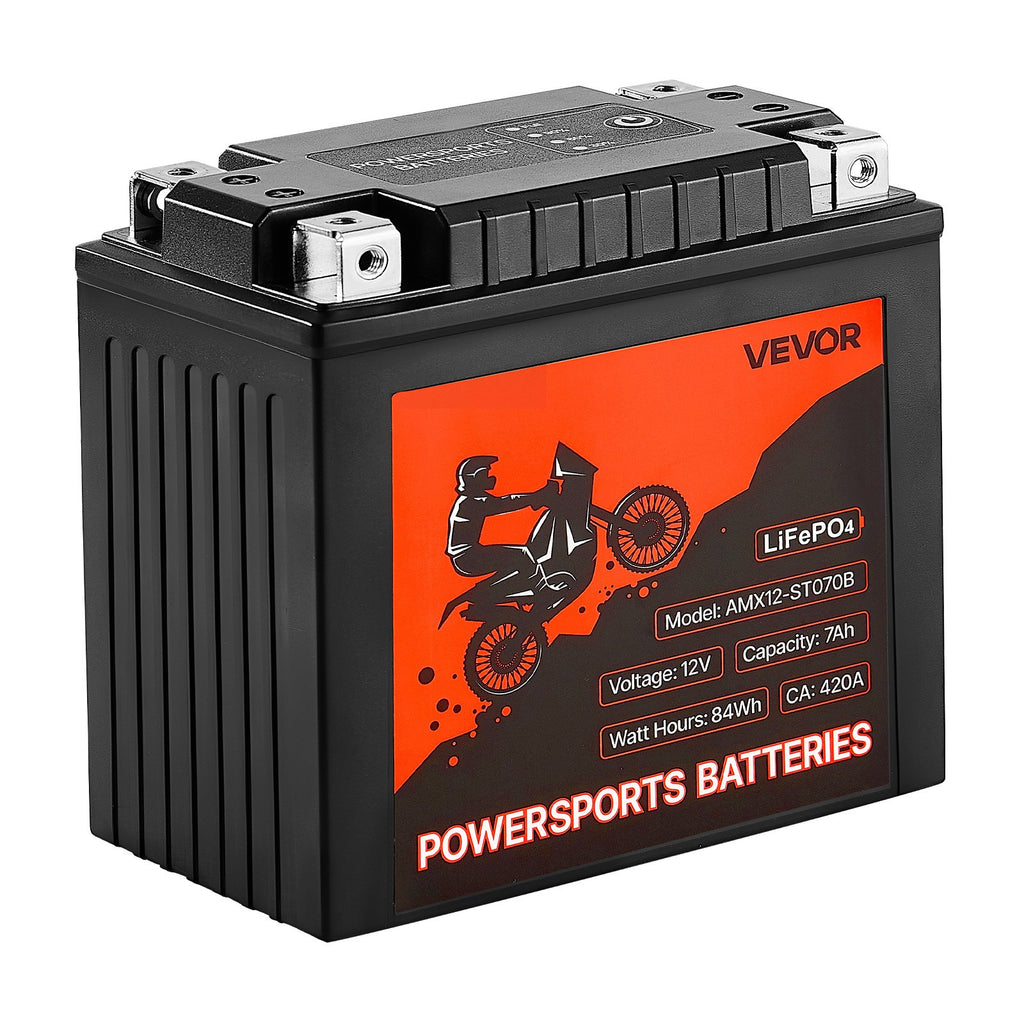 Motociklo akumuliatorius VEVOR AMX12-ST070B, 12V 7Ah LiFePO4