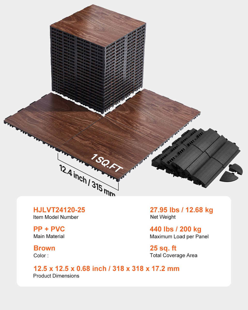 Šokių grindų plytelės VEVOR HJLVT24120-25, 2,32 m²