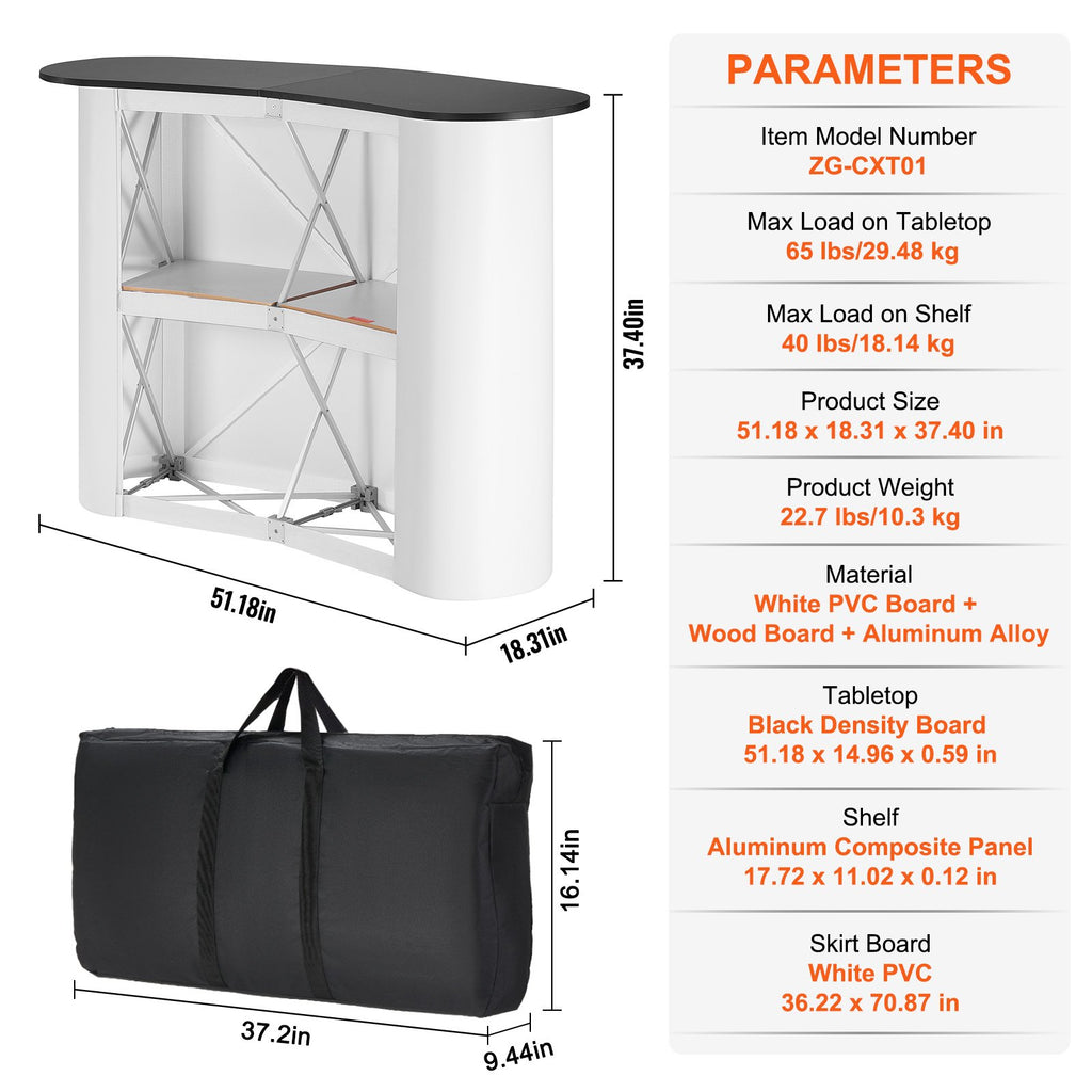 Mobili parodų stalas-reklaminis stendas VEVOR ZG-CXT01, 130x46,5x95 cm