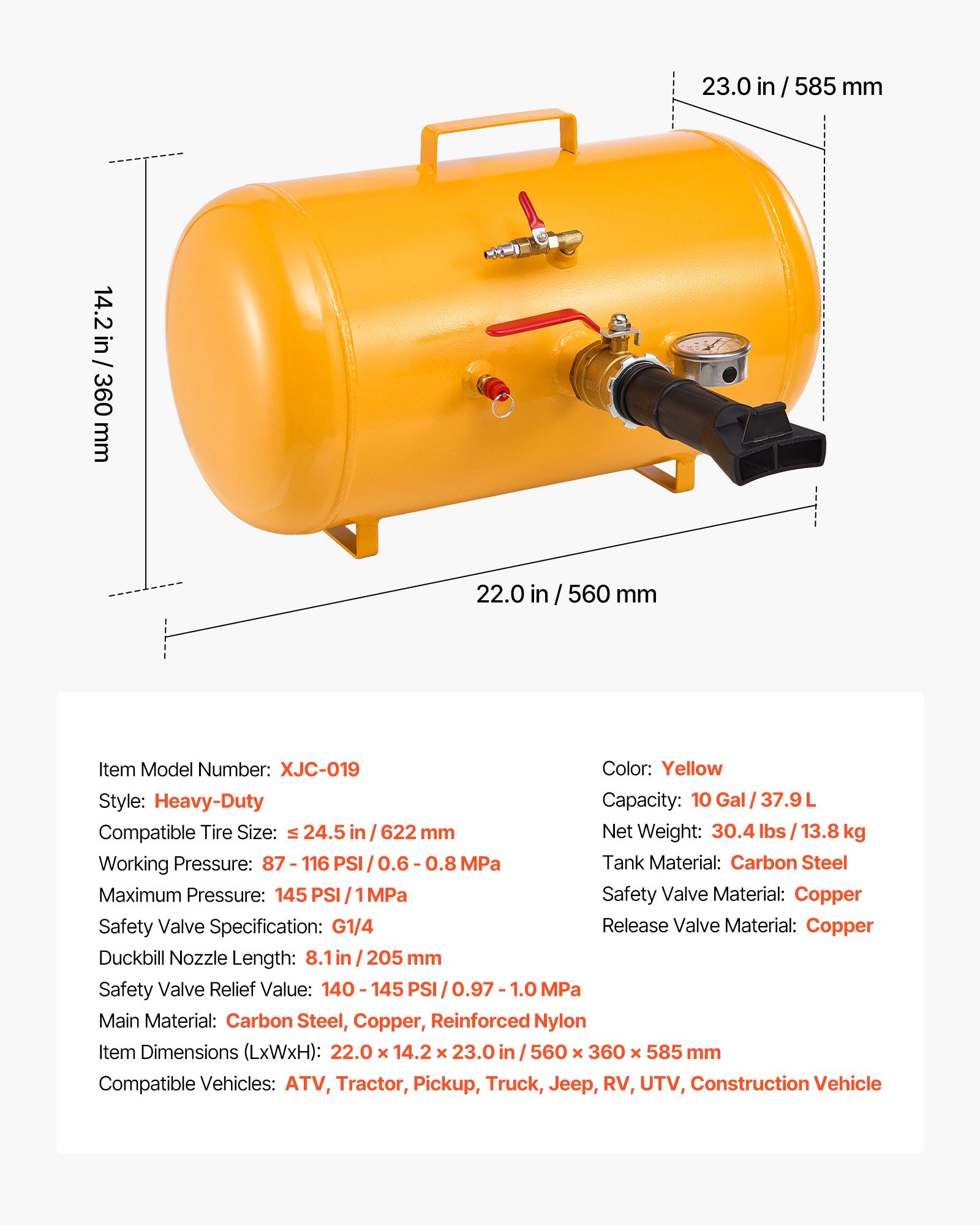 Padangų montavimo patranka VEVOR XJC-019, 37,9 l