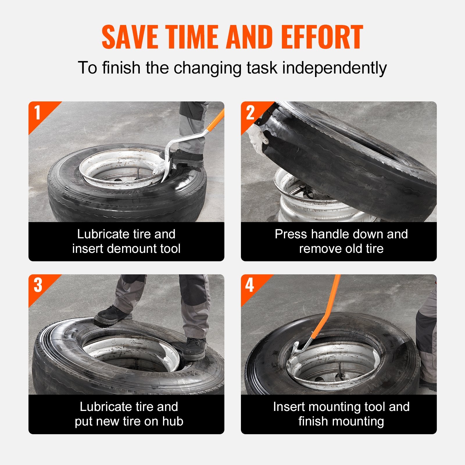 Sunkvežimių padangų montavimo įrankių komplektas VEVOR XJC-008, 57,1–62,2 cm