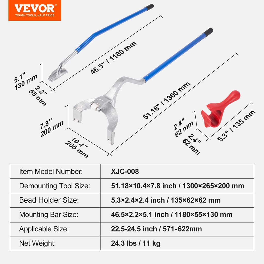 Padangų montavimo ir demontavimo įrankių komplektas VEVOR XJC-008, 571-622 mm