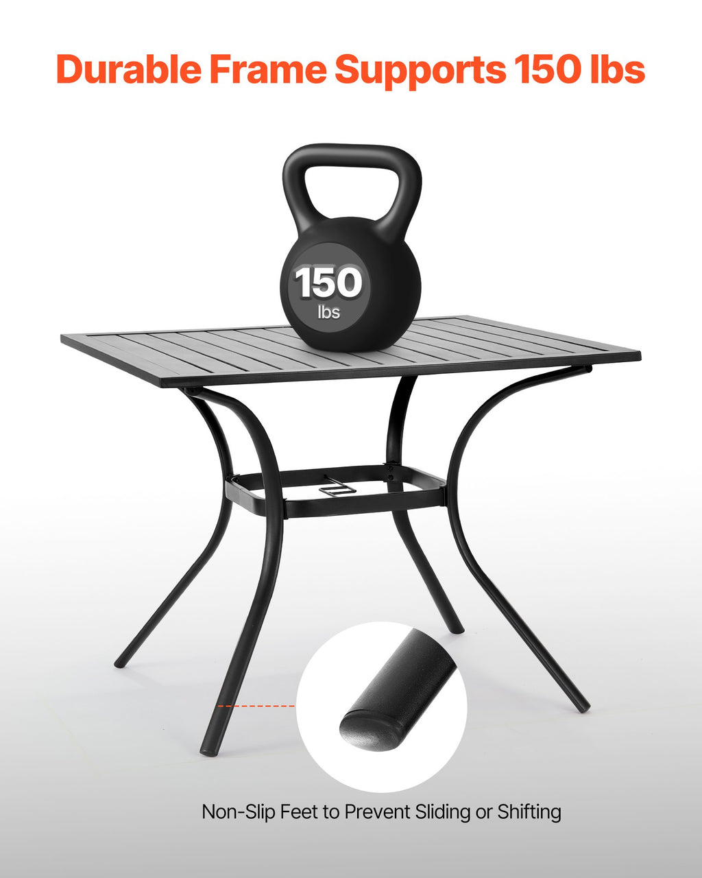 Lauko valgomojo stalas VEVOR WZ005D-1, 94 cm