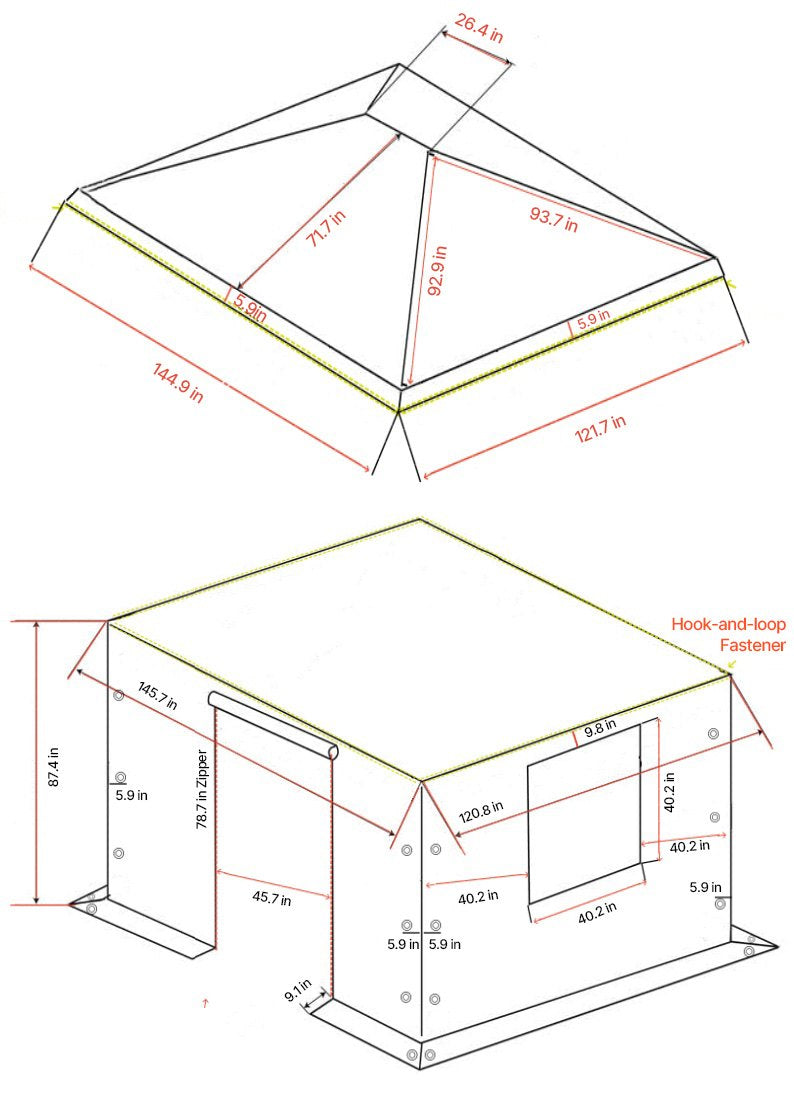 Žieminis pavėsinės uždangalas VEVOR LTD-MM180-1012, 3,07 x 3,67 m