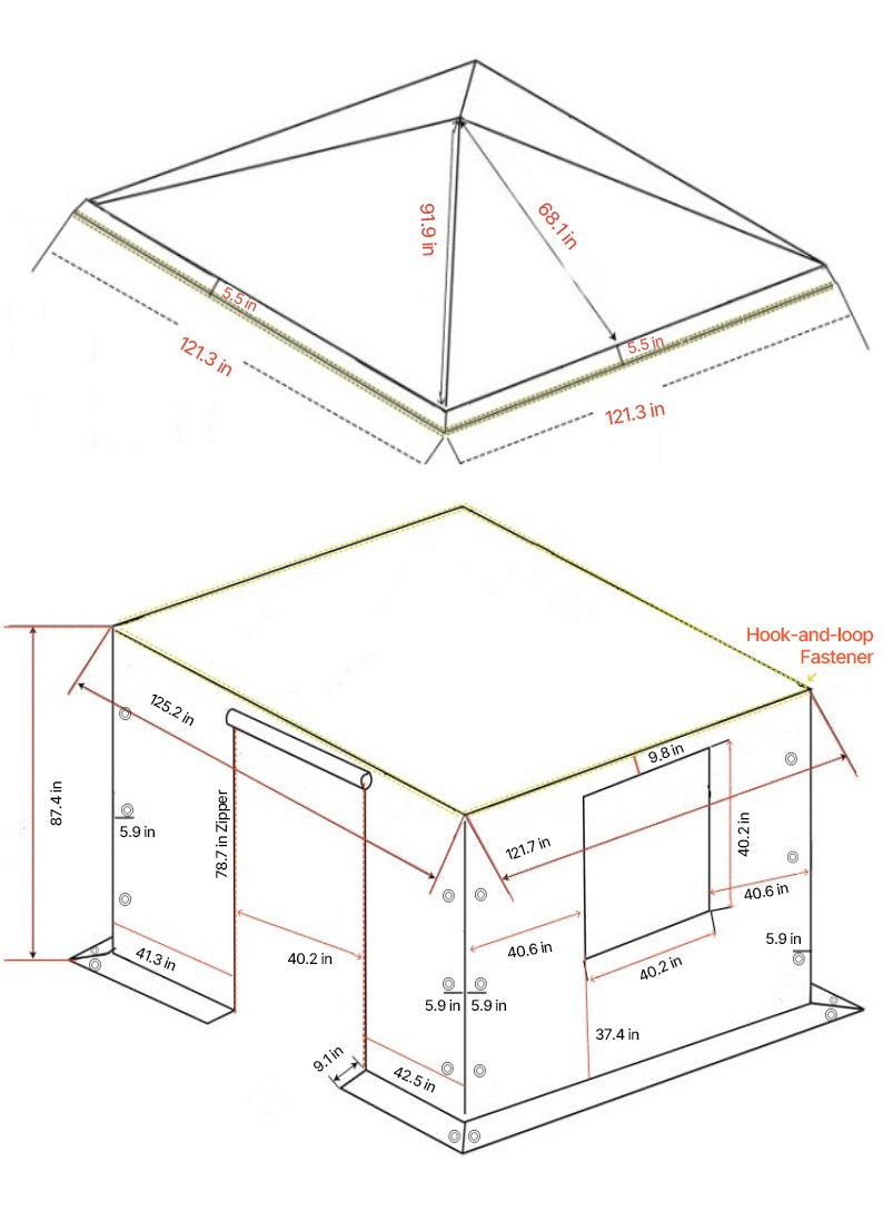 Pavėsinės uždangalas žiemai VEVOR LTD-MM180-1010, 3,05 x 3,05 m