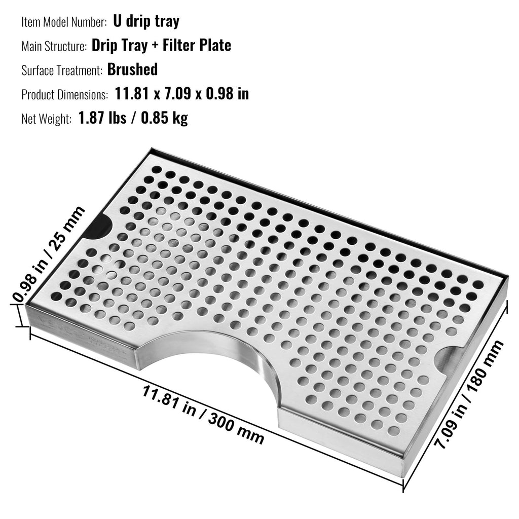 Alaus lašų surinkimo padėklas VEVOR U drip tray, 300 x 180 mm