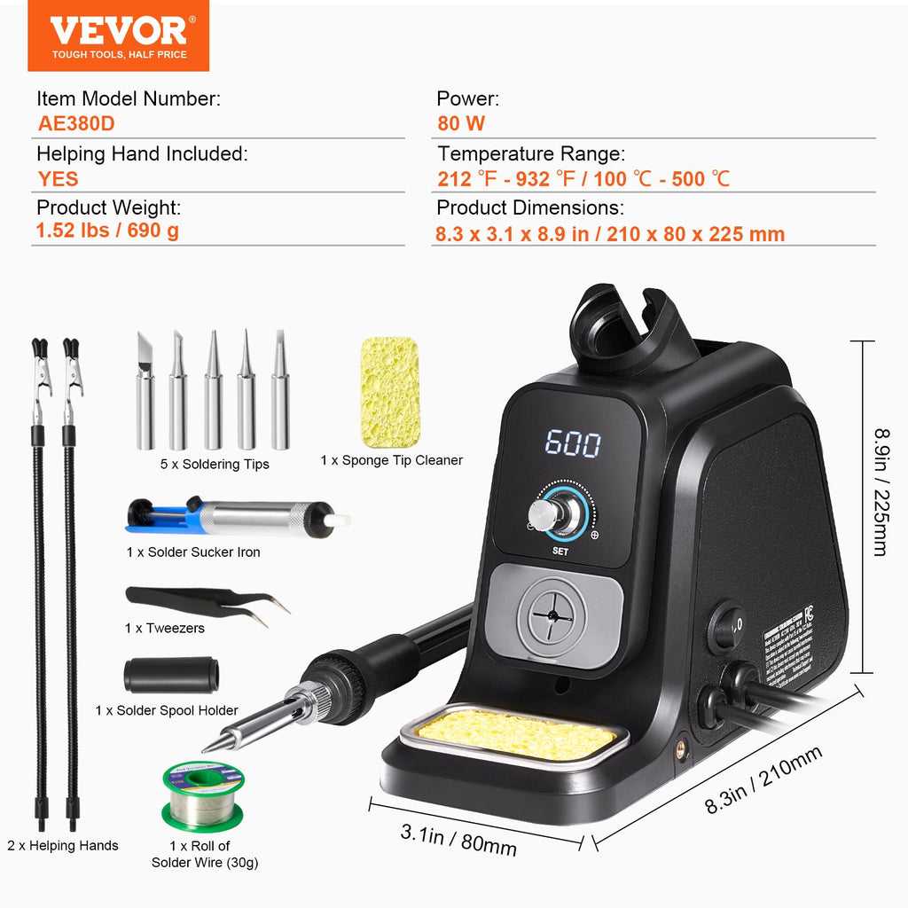 Lituoklio stotelė VEVOR AE380D, 80 W