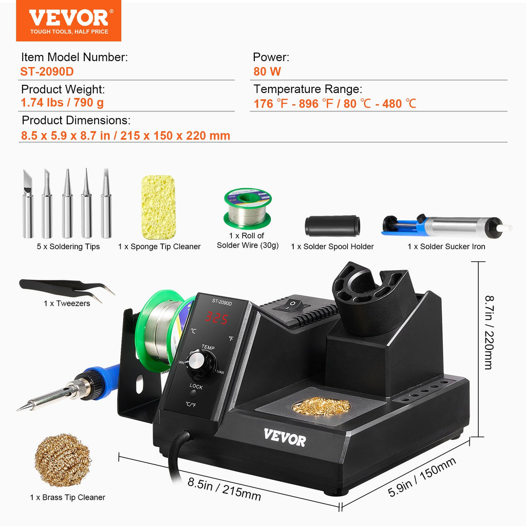 Lituoklio stotelė VEVOR ST-2090D, 80 W