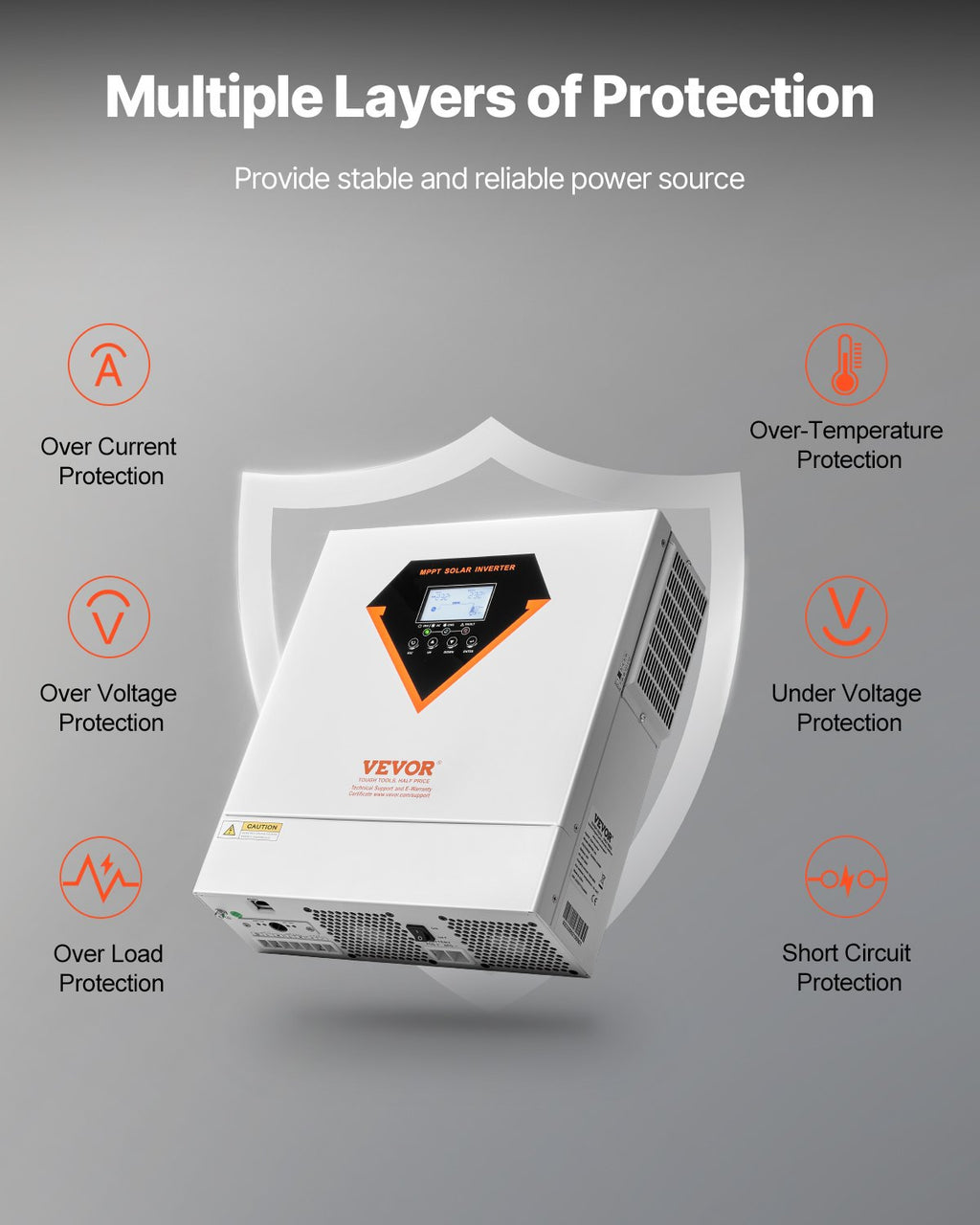 Hibridinis saulės inverteris VEVOR EM3500-24L, 3500W