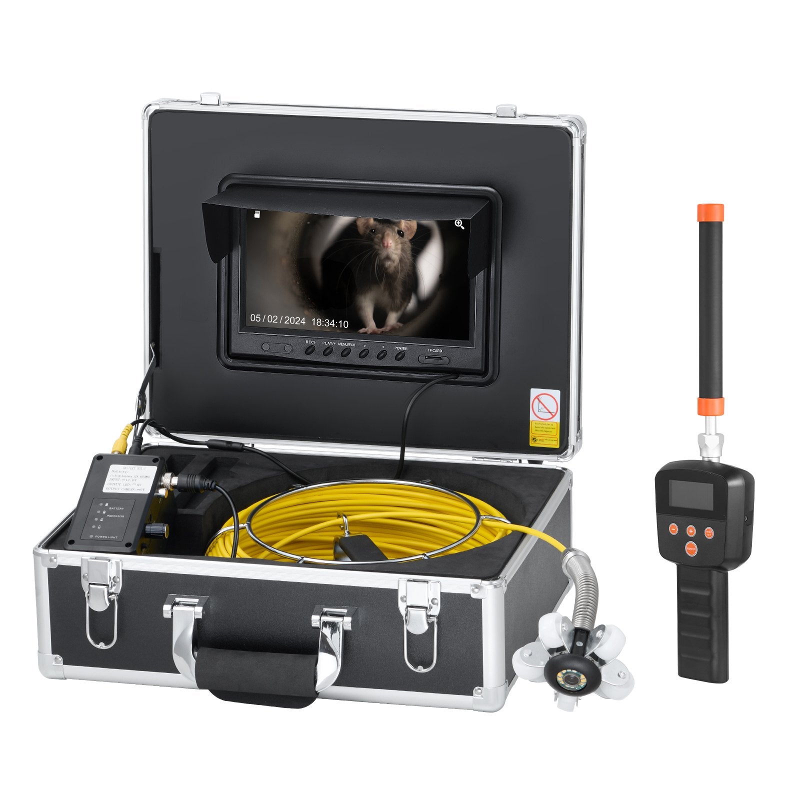 Kanalizacijos patikros kamera VEVOR WP90FTR, 30 m kabelis su 512 Hz lokatoriumi