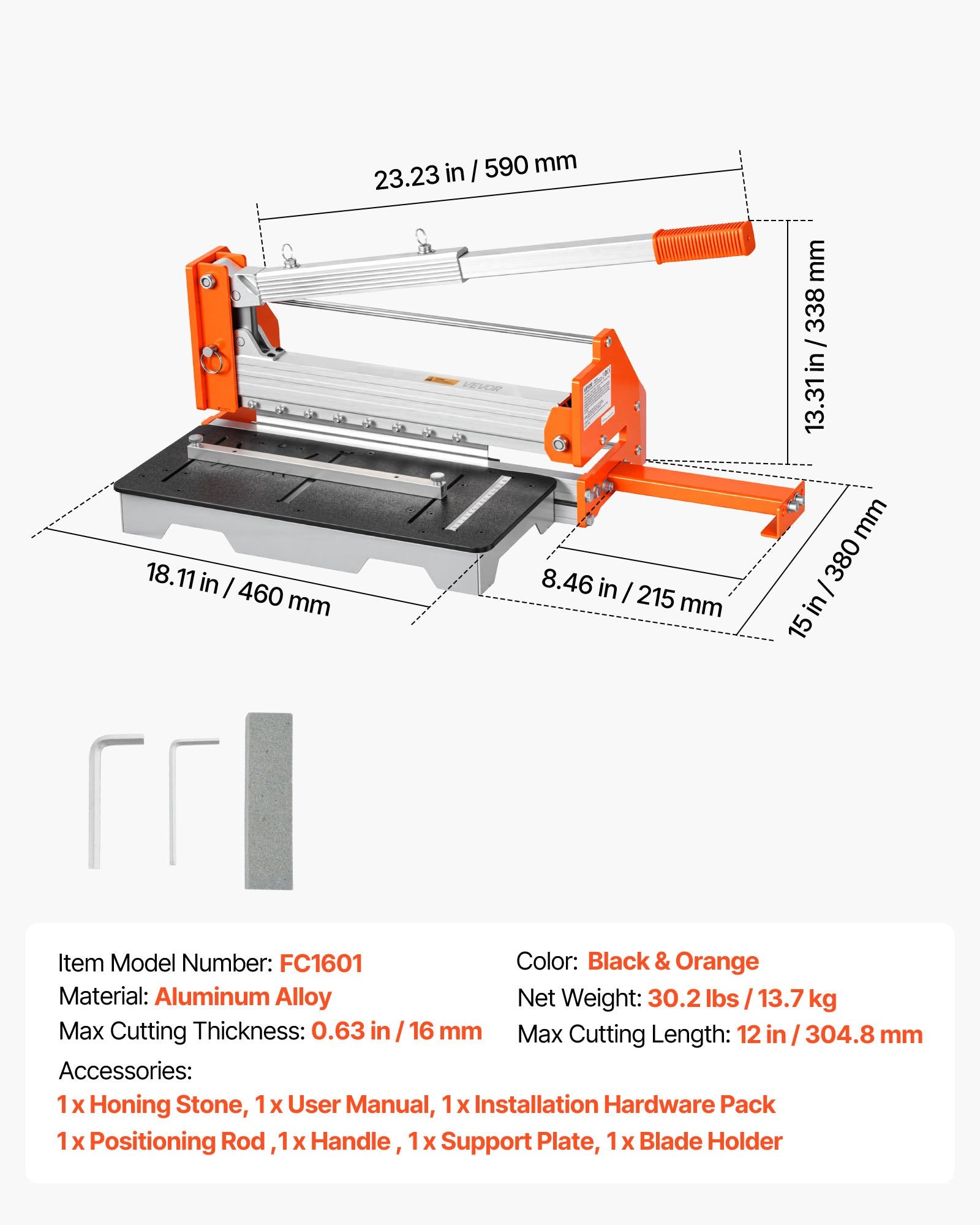 Vinilinių ir laminato grindų pjoviklis VEVOR FC1601, 304,8 mm pjovimo ilgis