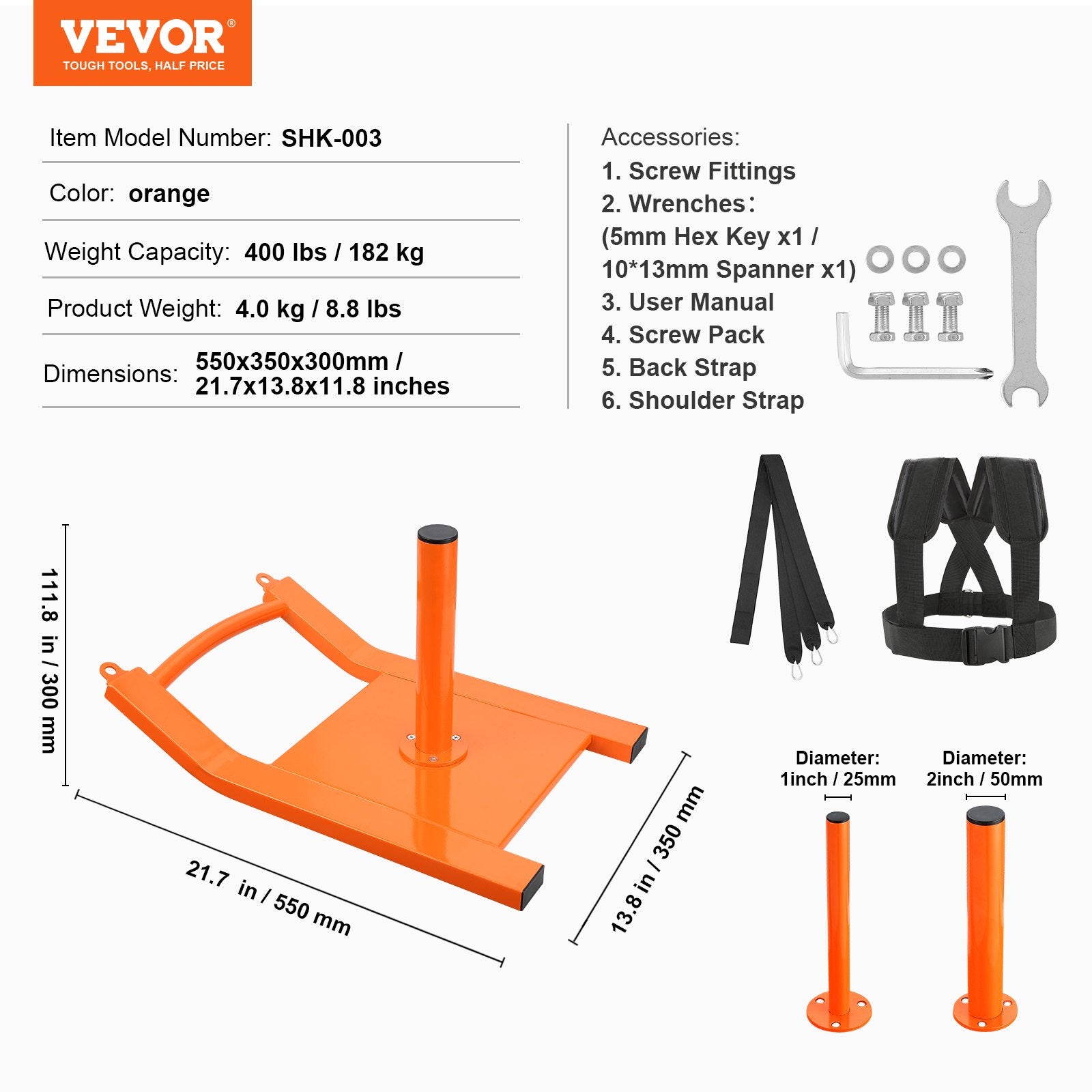 Svorio tempimo rogės VEVOR SHK-003, 182 kg apkrova