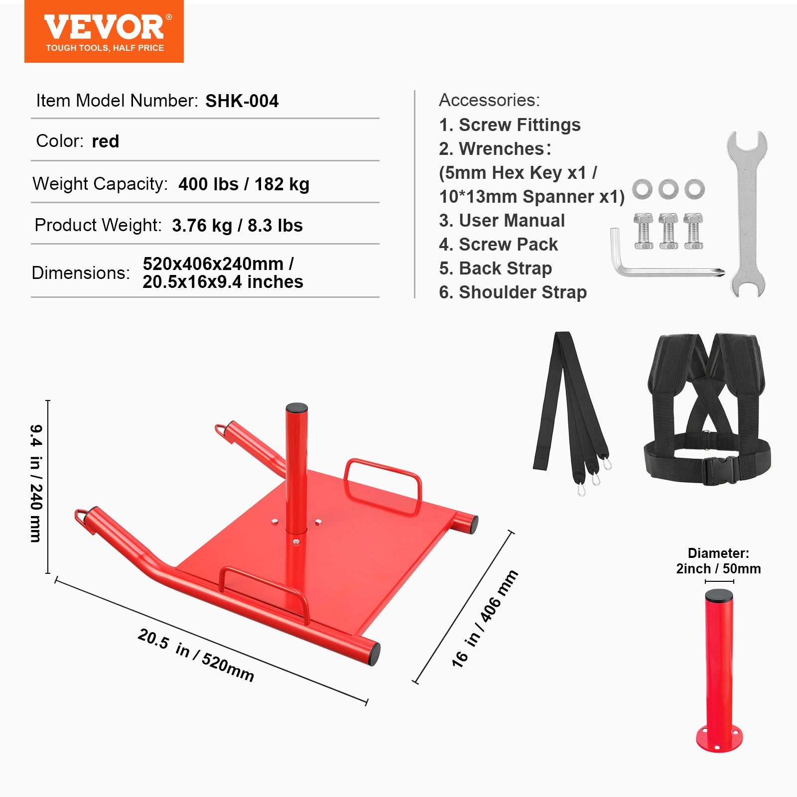 Svorio tempimo rogės VEVOR SHK-004, 182 kg apkrova