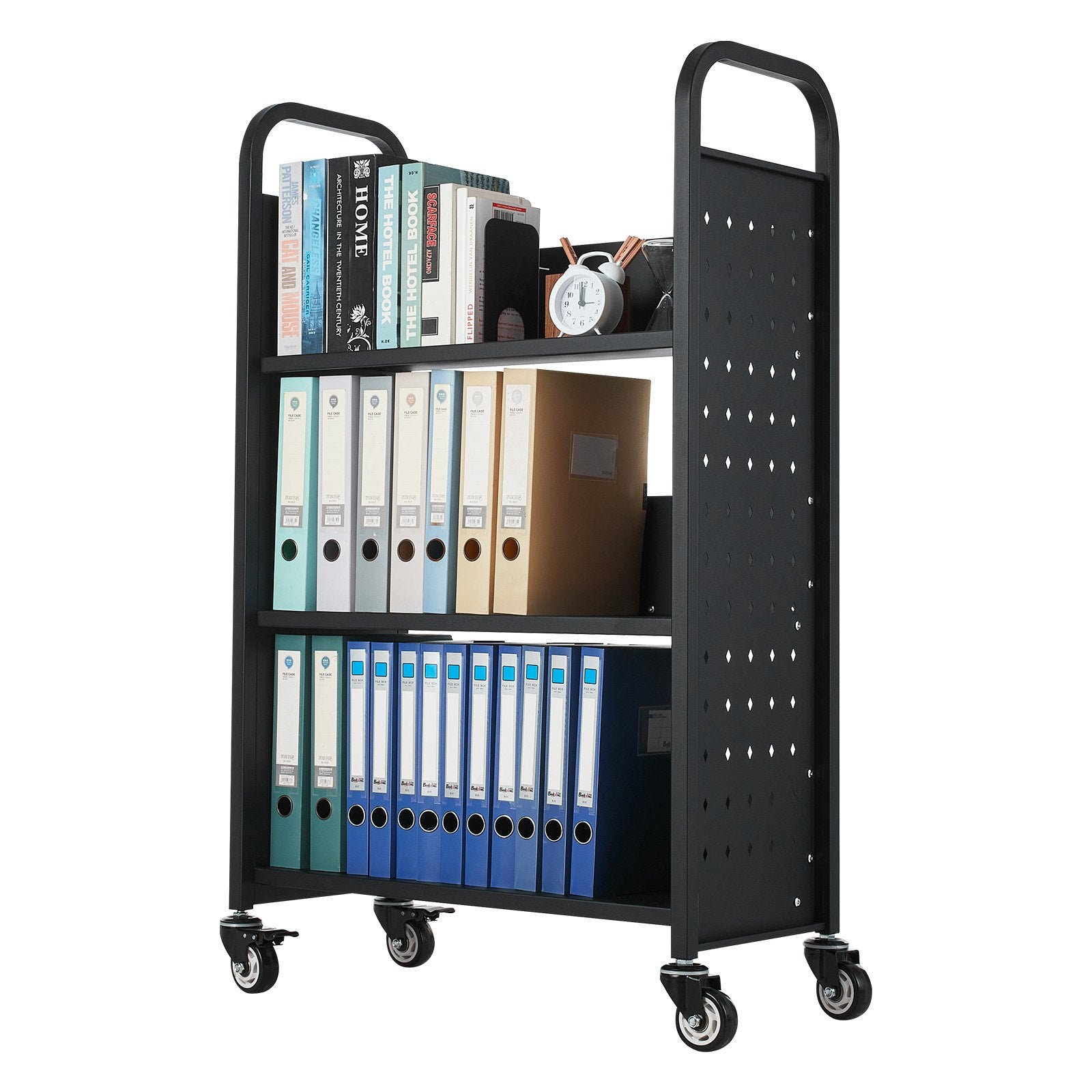 Knygų vežimėlis VEVOR HXTC-3LD, 150 kg keliamoji galia