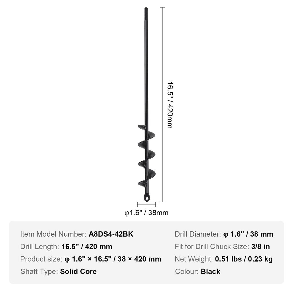 Sodo grąžtas VEVOR A8DS4-42BK, 38 x 420 mm