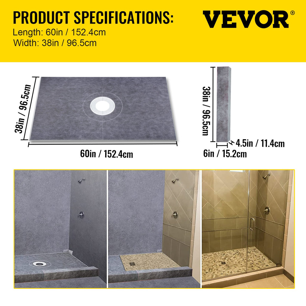 Dušo pado montavimo rinkinys VEVOR VV-LYDZ-PVC3860Z, 96,5 x 152,4 cm