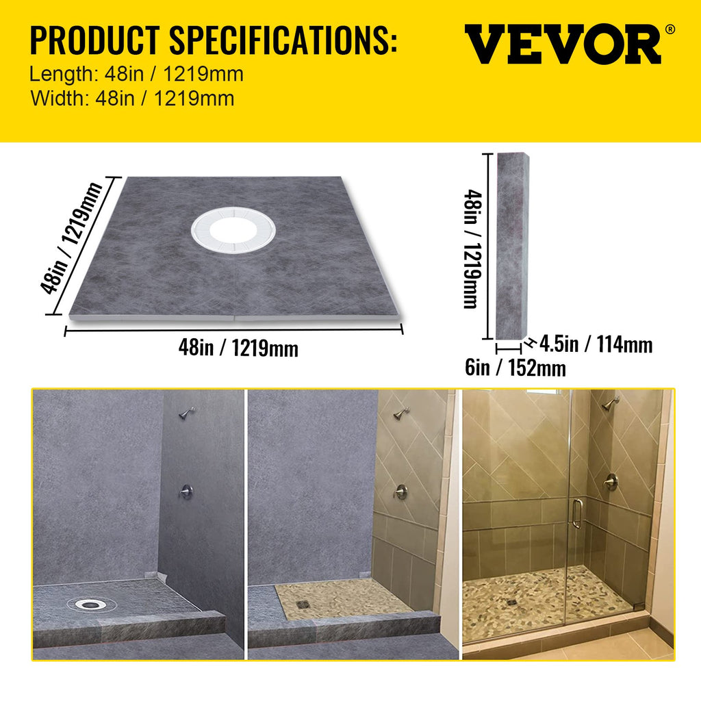 Dušo pado montavimo rinkinys VEVOR VV-LYDZ-ABS4848Z, 121,9 x 121,9 cm