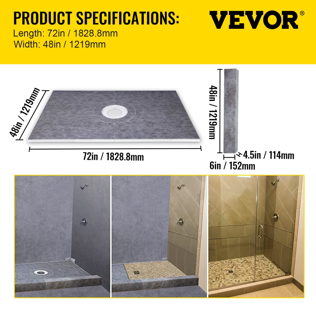 Dušo pagrindo montavimo komplektas VEVOR VV-LYDZ-PVC4872Z, 122x183 cm