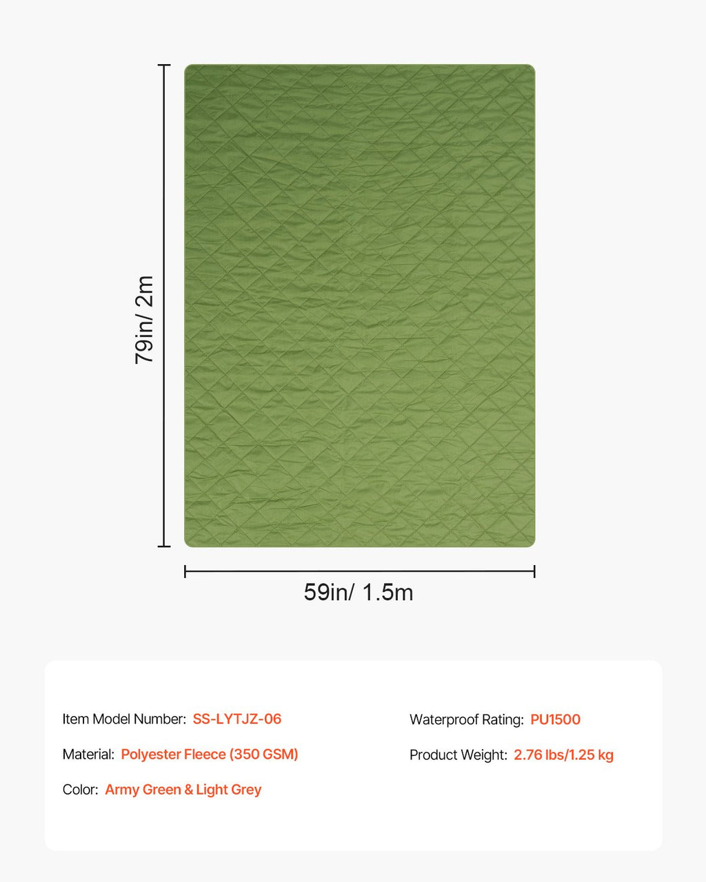 Kempingo pledas VEVOR SS-LYTJZ-06, 2,08 x 1,4 m
