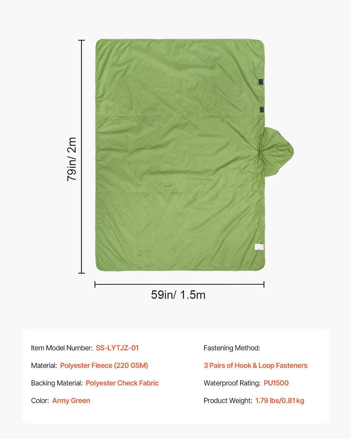 Stovyklavimo antklodė VEVOR SS-LYTJZ-01, 2x1,5 m