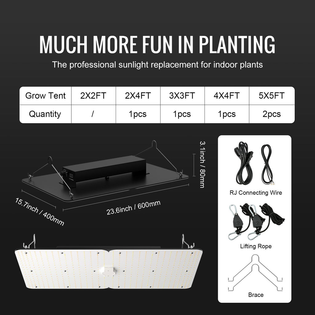 LED augalų auginimo lempa VEVOR 300W PGL-G1, pilno spektro