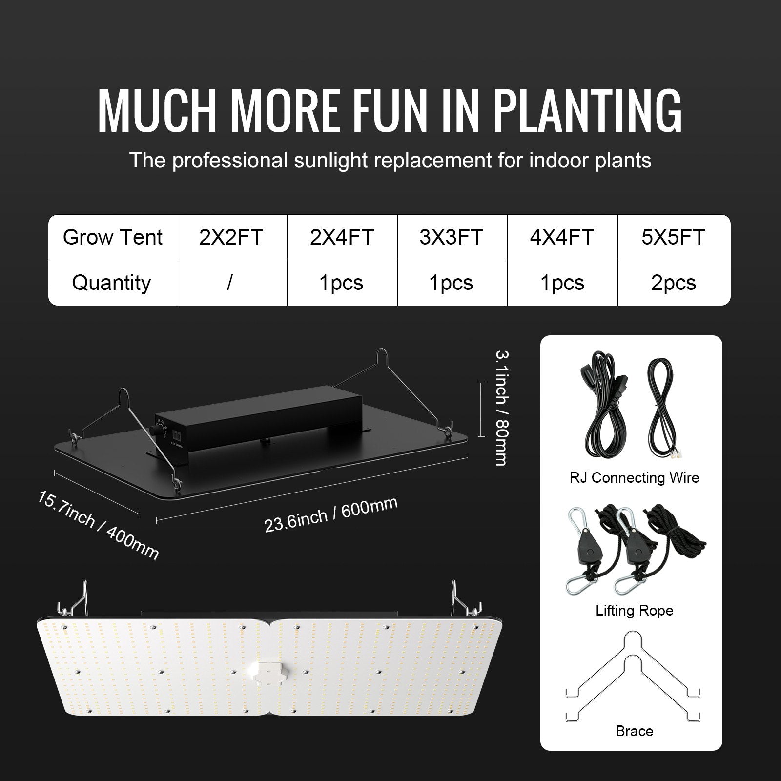 LED augalų auginimo lempa VEVOR 300W PGL-G1, pilno spektro
