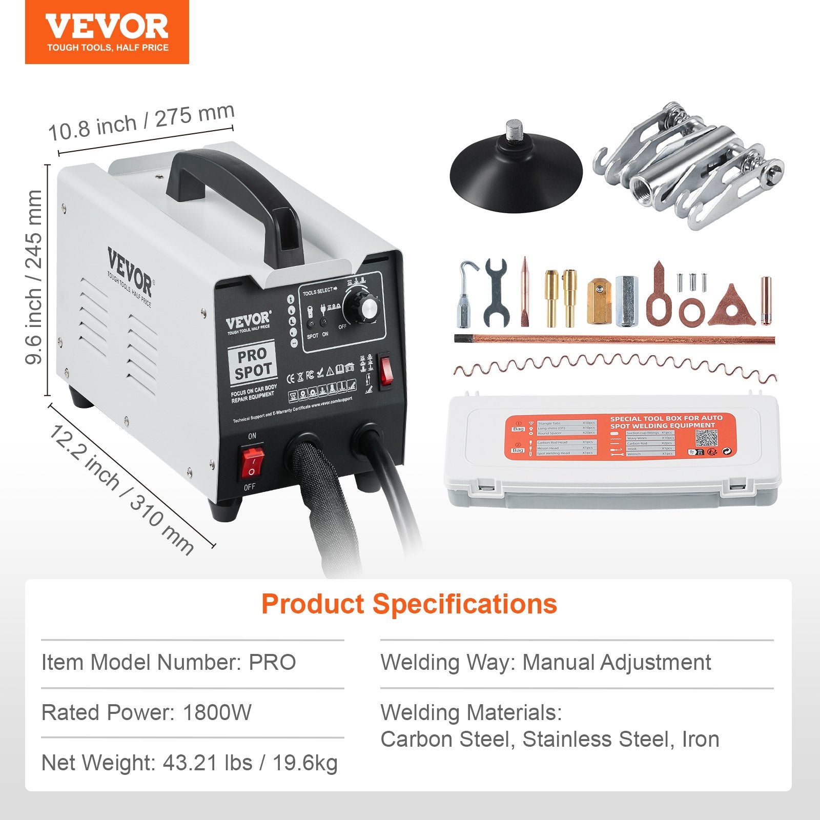 Kėbulo lyginimo aparatas (Spotteris) VEVOR PRO, 1.8 kW