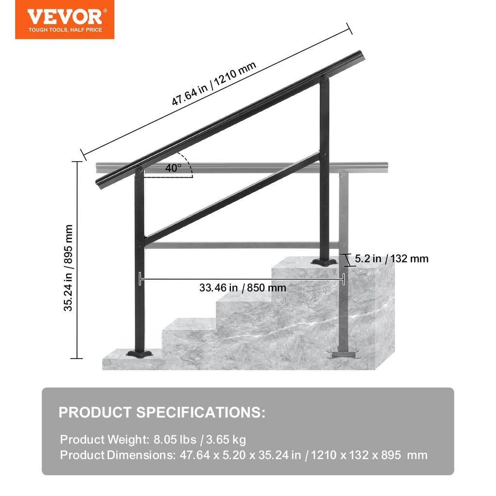 Lauko laiptų turėklas VEVOR LZHG-KT, 121 x 89,5 cm
