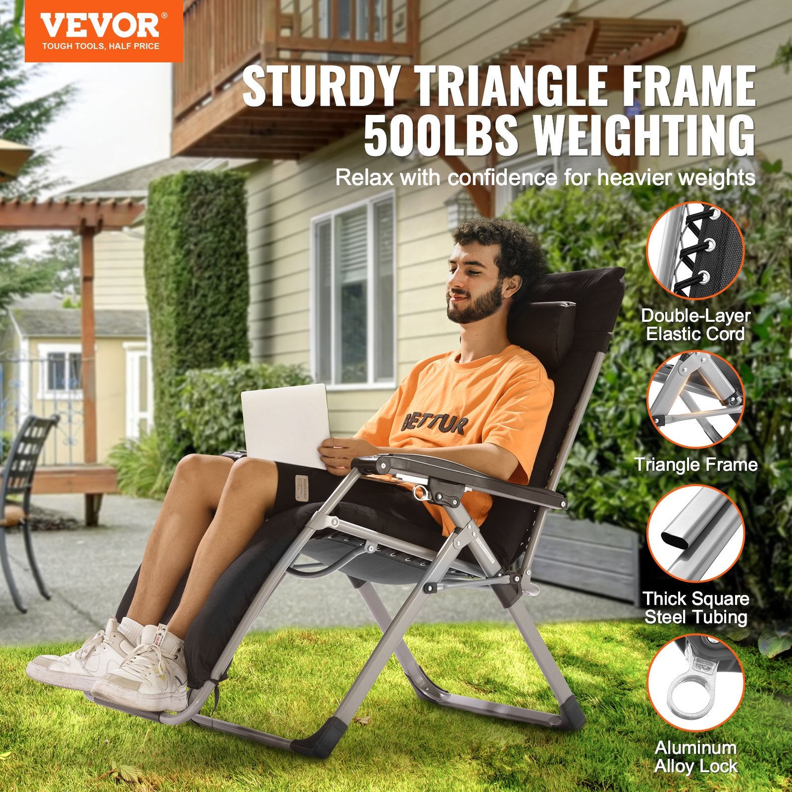 Nulinės gravitacijos kėdė VEVOR HQB-FAN001, 226 kg apkrova