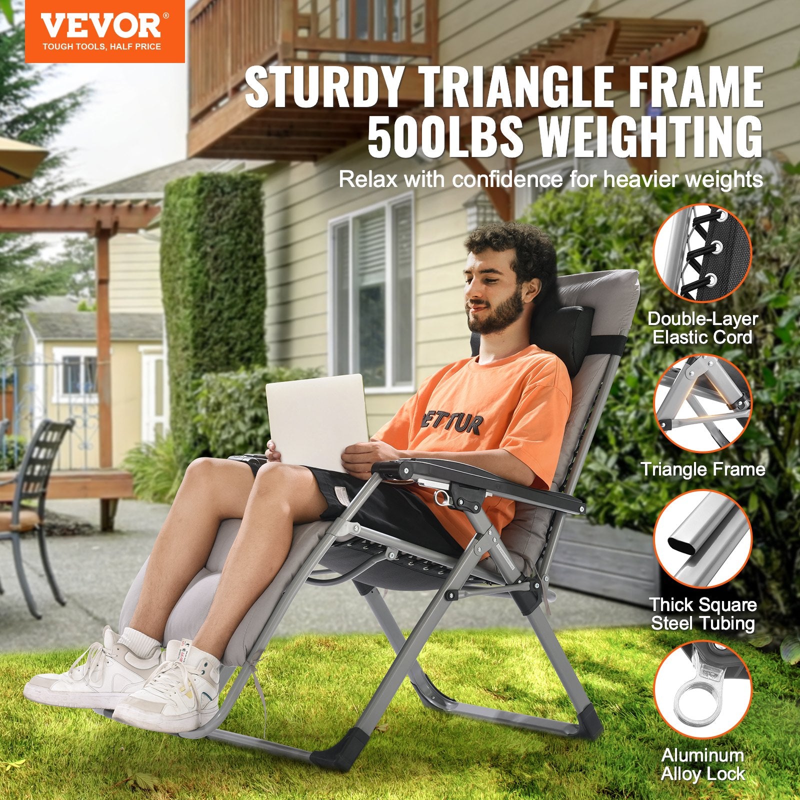 Nulinės gravitacijos kėdė VEVOR HQB-FAN002, 226,8 kg apkrova