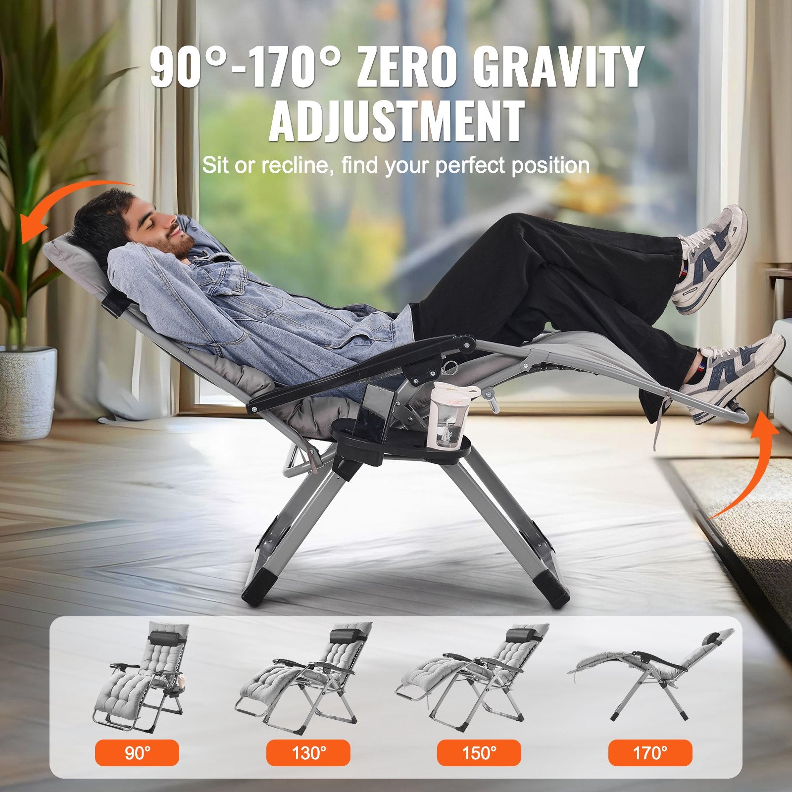 Nulinės gravitacijos kėdė VEVOR HQB-FAN002, 226,8 kg apkrova