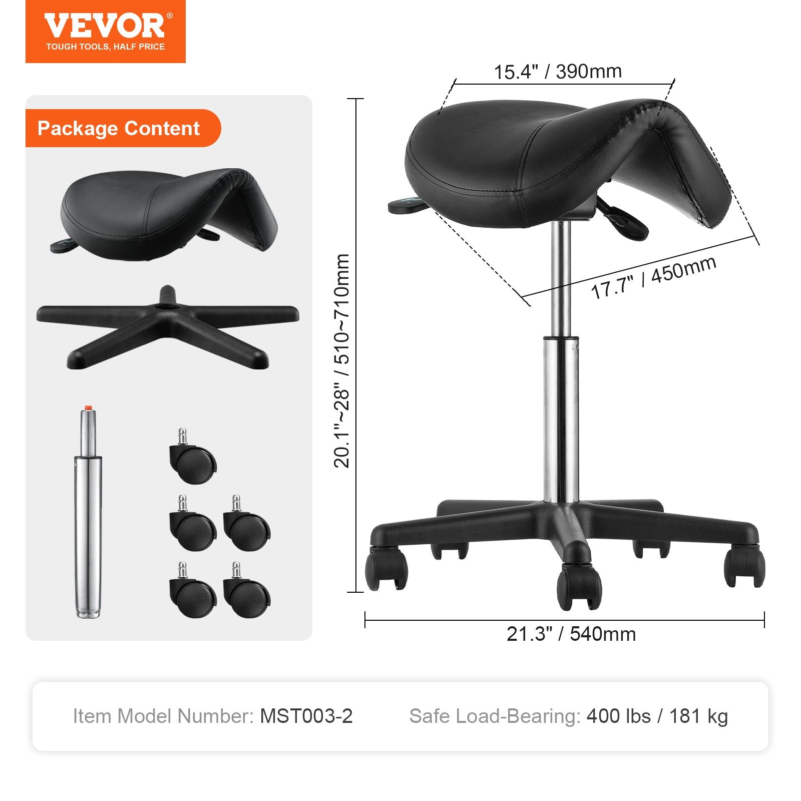 Balno tipo kėdė VEVOR MST003-2, 181 kg keliamoji galia