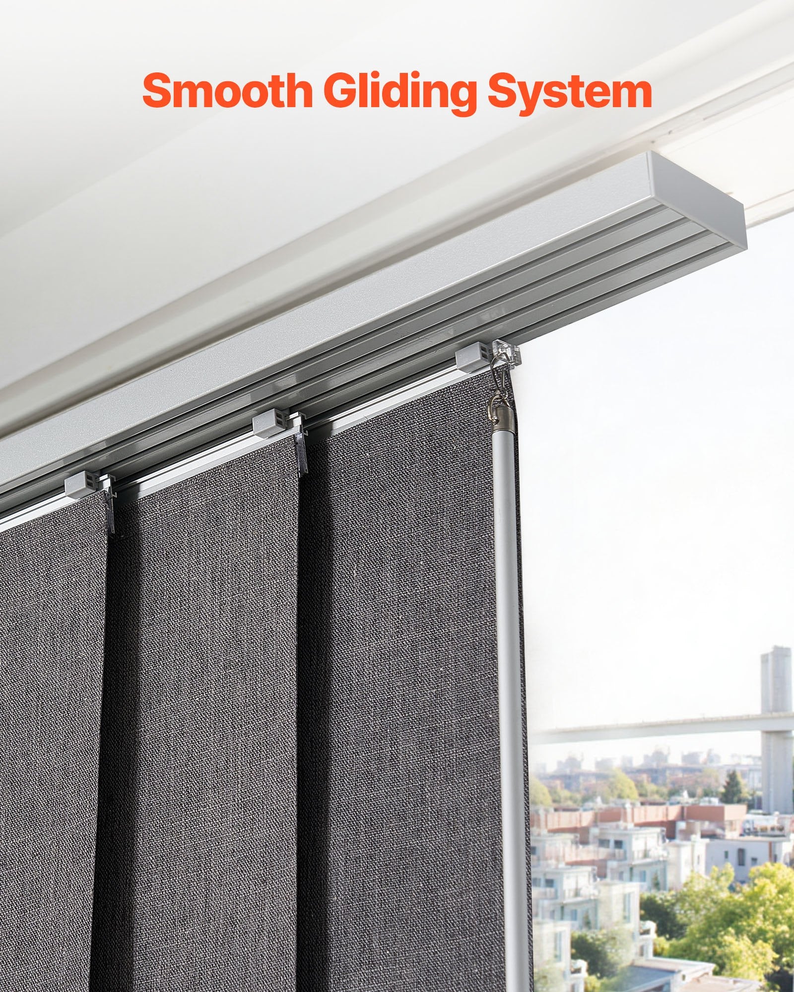 Panelinių užuolaidų sistema VEVOR PB-32-B2, 116–218 cm plotis