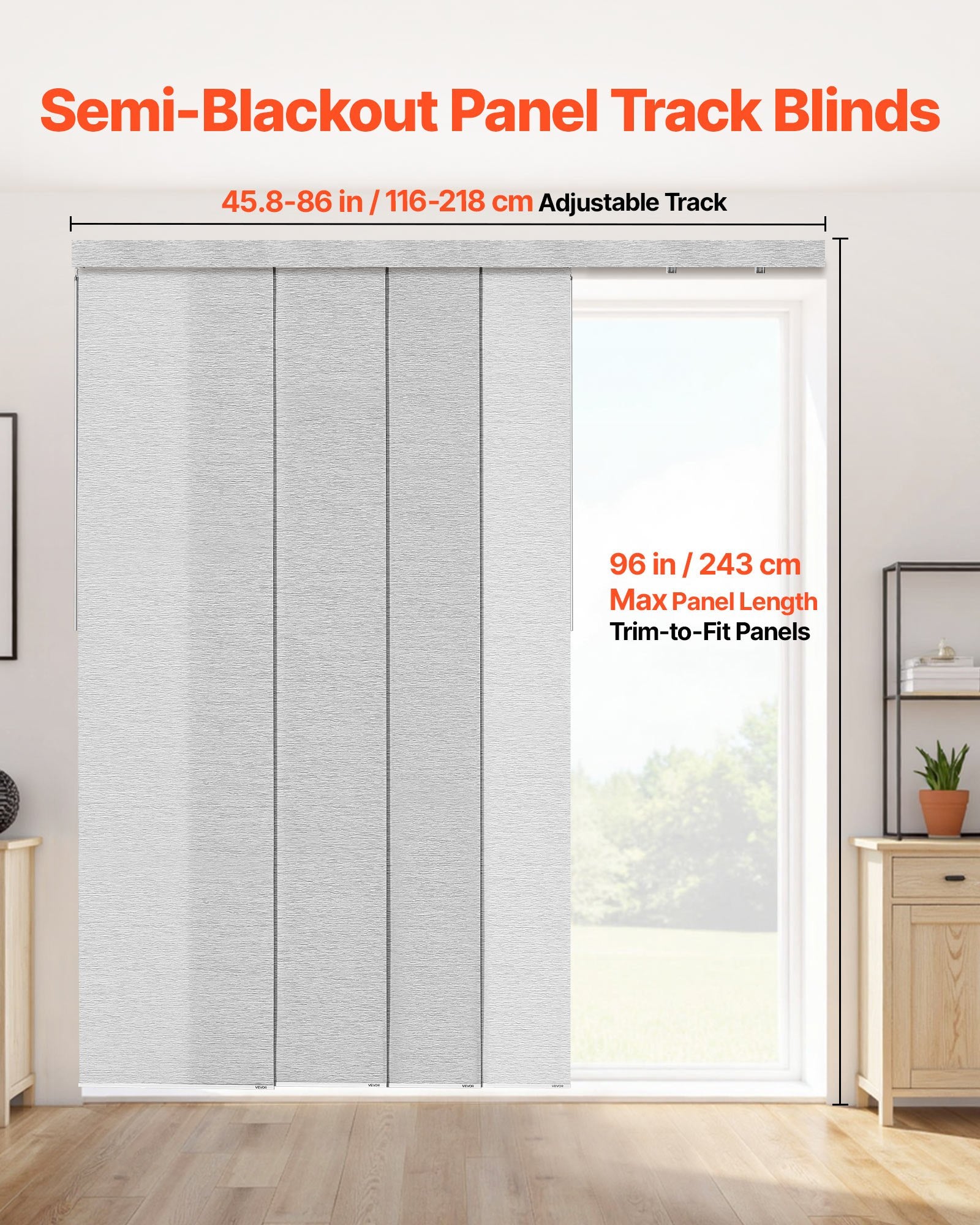 Panelinių užuolaidų sistema VEVOR PB-32-G3, 116–218 cm pločio