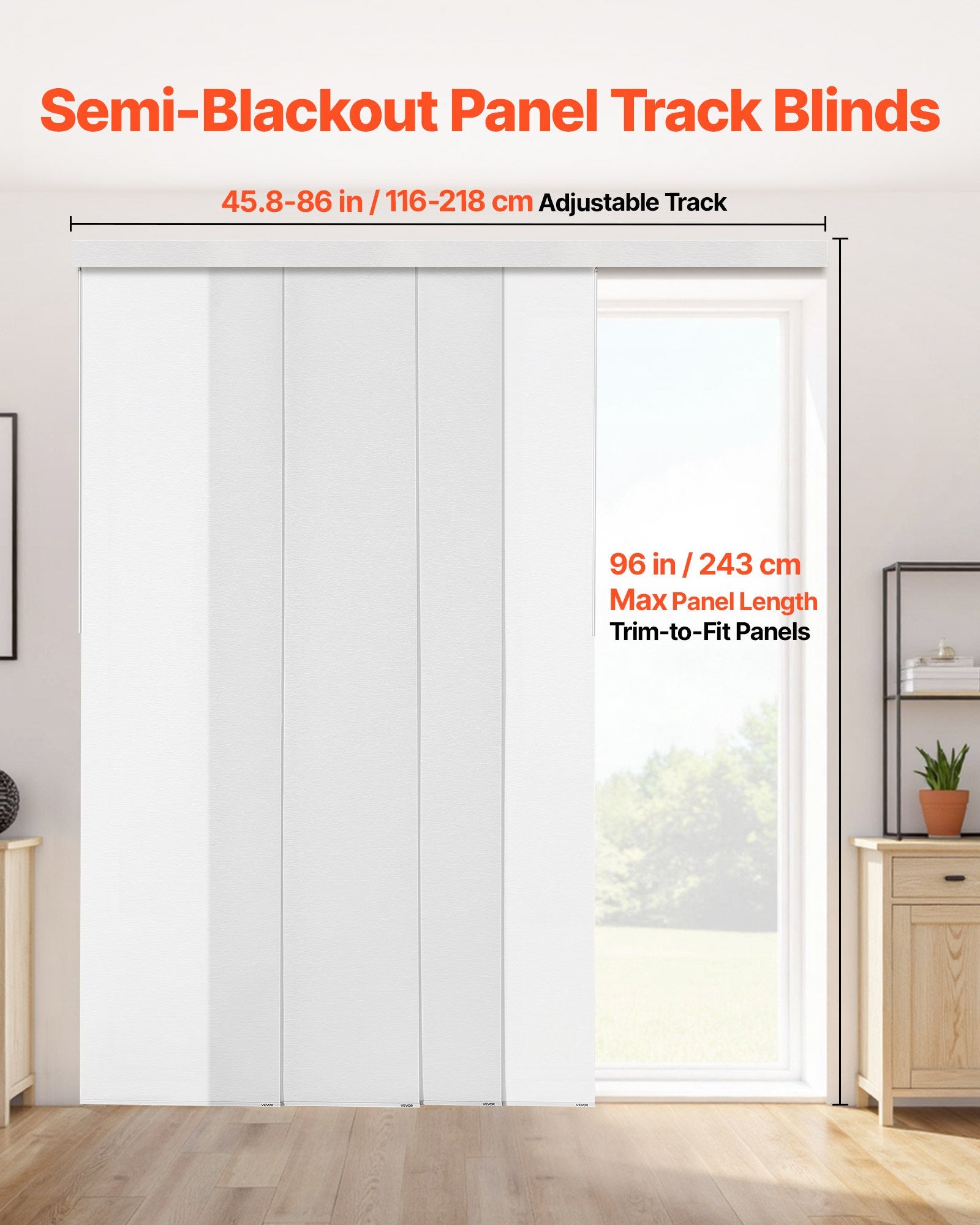 Panelinių užuolaidų sistema VEVOR PB-32-G1, 116–218 cm plotis