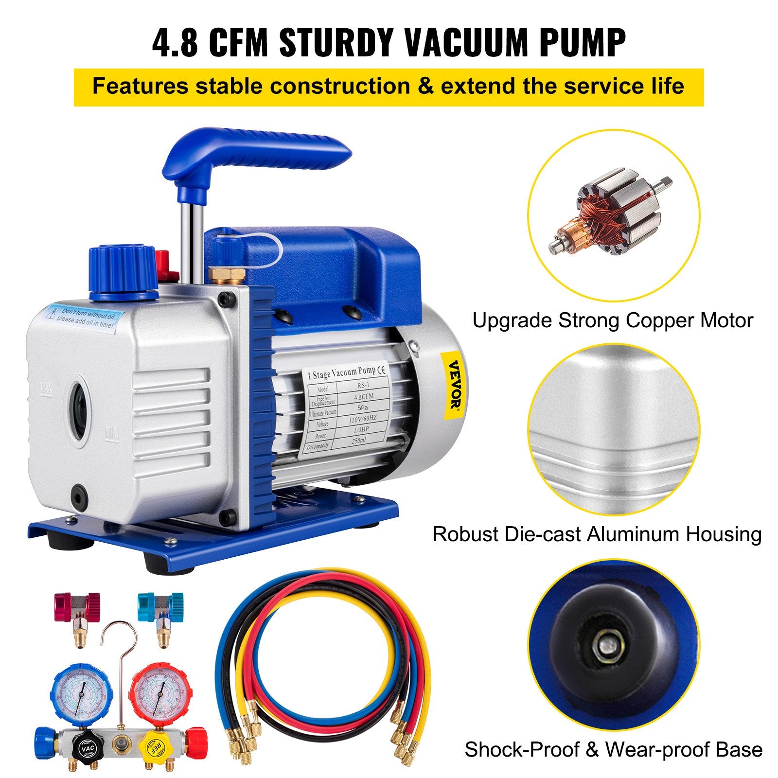 Vakuuminis siurblys su kolektoriumi VEVOR RS-2, 4.8 CFM