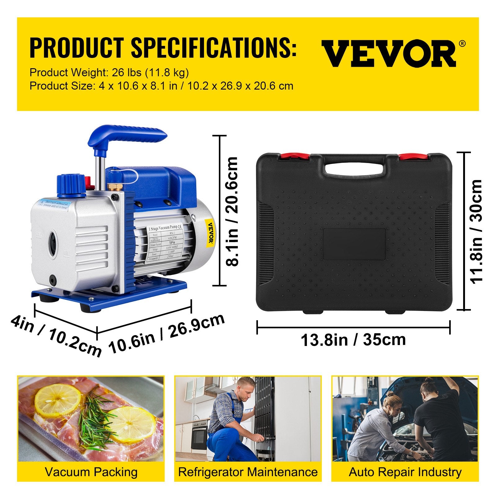 Vakuuminis siurblys su kolektoriumi VEVOR RS-2, 4.8 CFM
